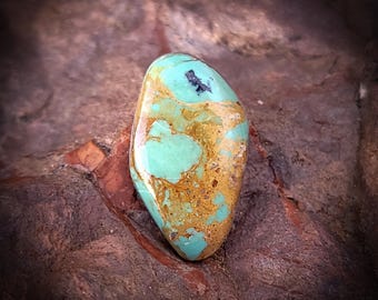 Royston Web Turquoise With Dendrites Cabochon. 7 Carats. Old Stock Nevada Gemstone Cab.