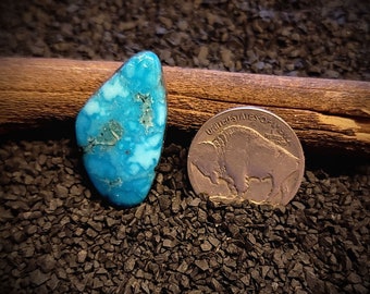 Kingman Water Web Turquoise. Turquoise Cabochon. 18.95 Carats. Old Stock. Blue American Turquoise. Arizona High Grade Turquoise.