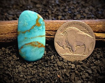 Kingman Web Turquoise. Turquoise Cabochon. 13.7 Carats. Old Stock. Blue Brown High Grade Turquoise. American Turquoise. Arizona Turquoise.