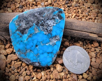 Ithaca Peak Turquoise. Huge Turquoise Cabochon. Bright Blue Webbed Turquoise. 82 Carats. Old Stock. American Turquoise.