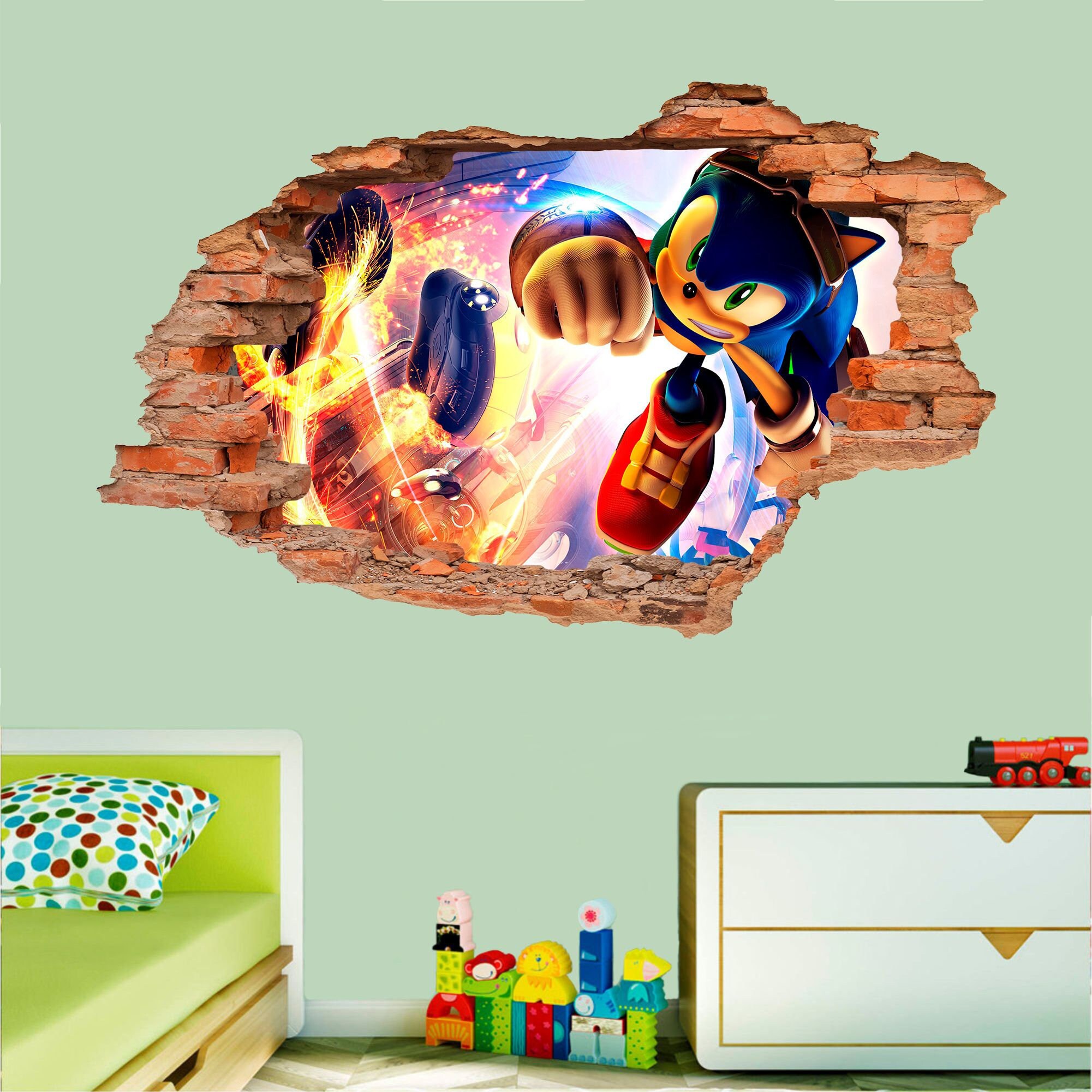 Sonic Wall Sticker Wall Decal Wall Decor Wall Art Wall Poster Etsy