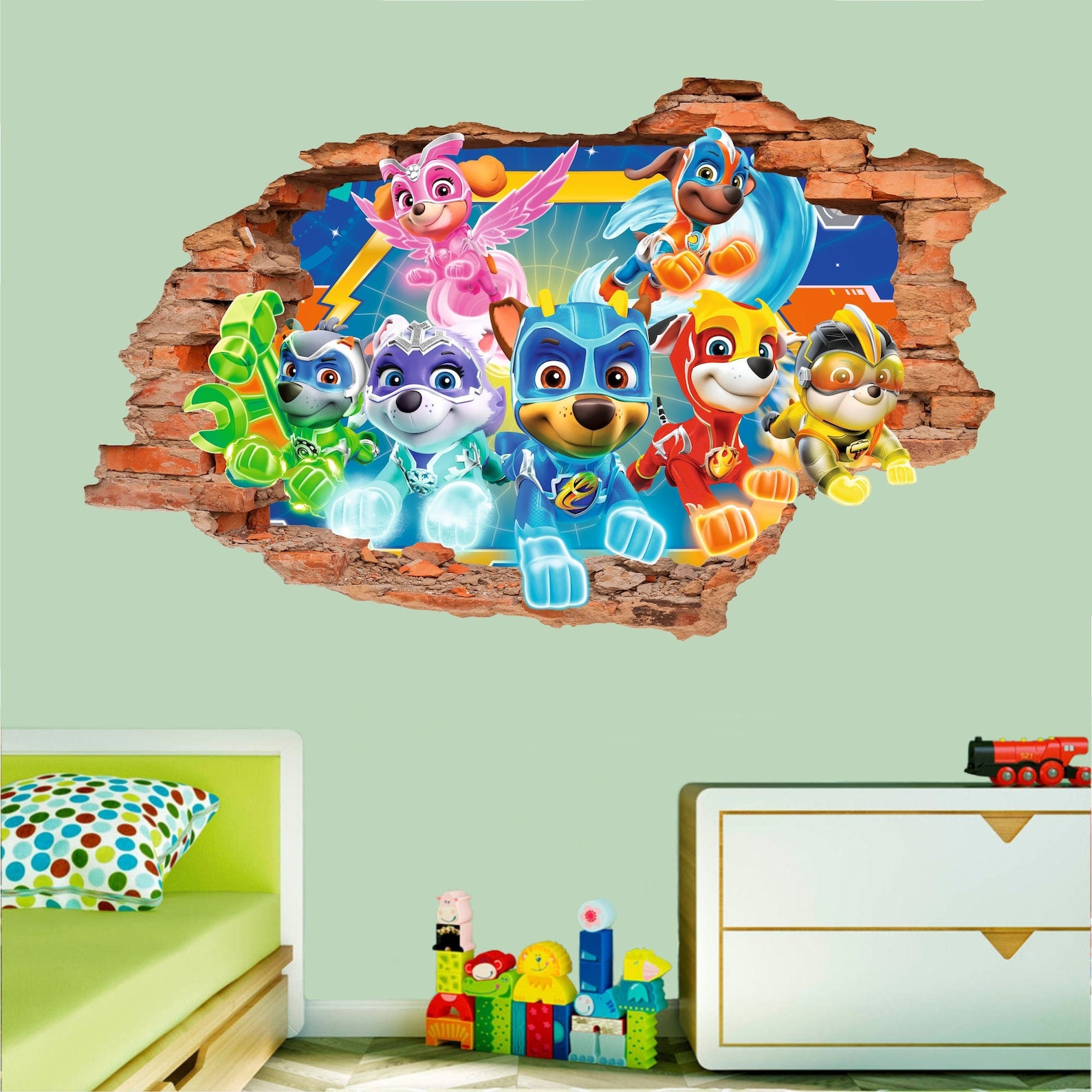 Paw Patrol Mighty Pups Wall Sticker Wall Decal Wall Decor Wall Etsy