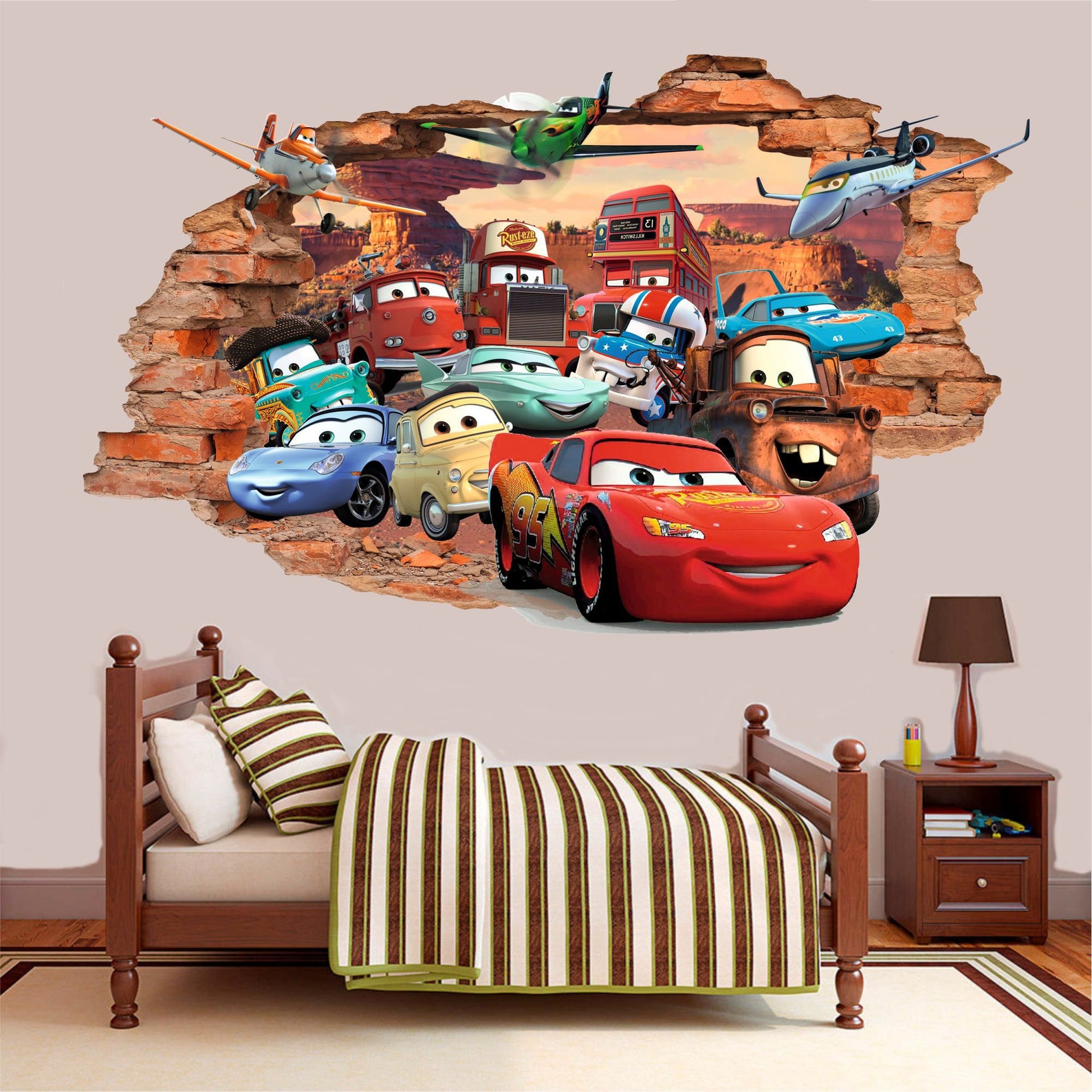 Disney Cars Lightning McQueen Wall Sticker Wall Decal Wall Etsy