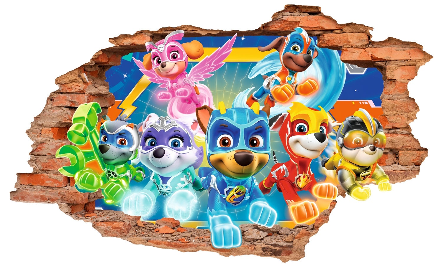 Paw Patrol Mighty Pups Wall Sticker Wall Decal Wall Decor Wall Etsy