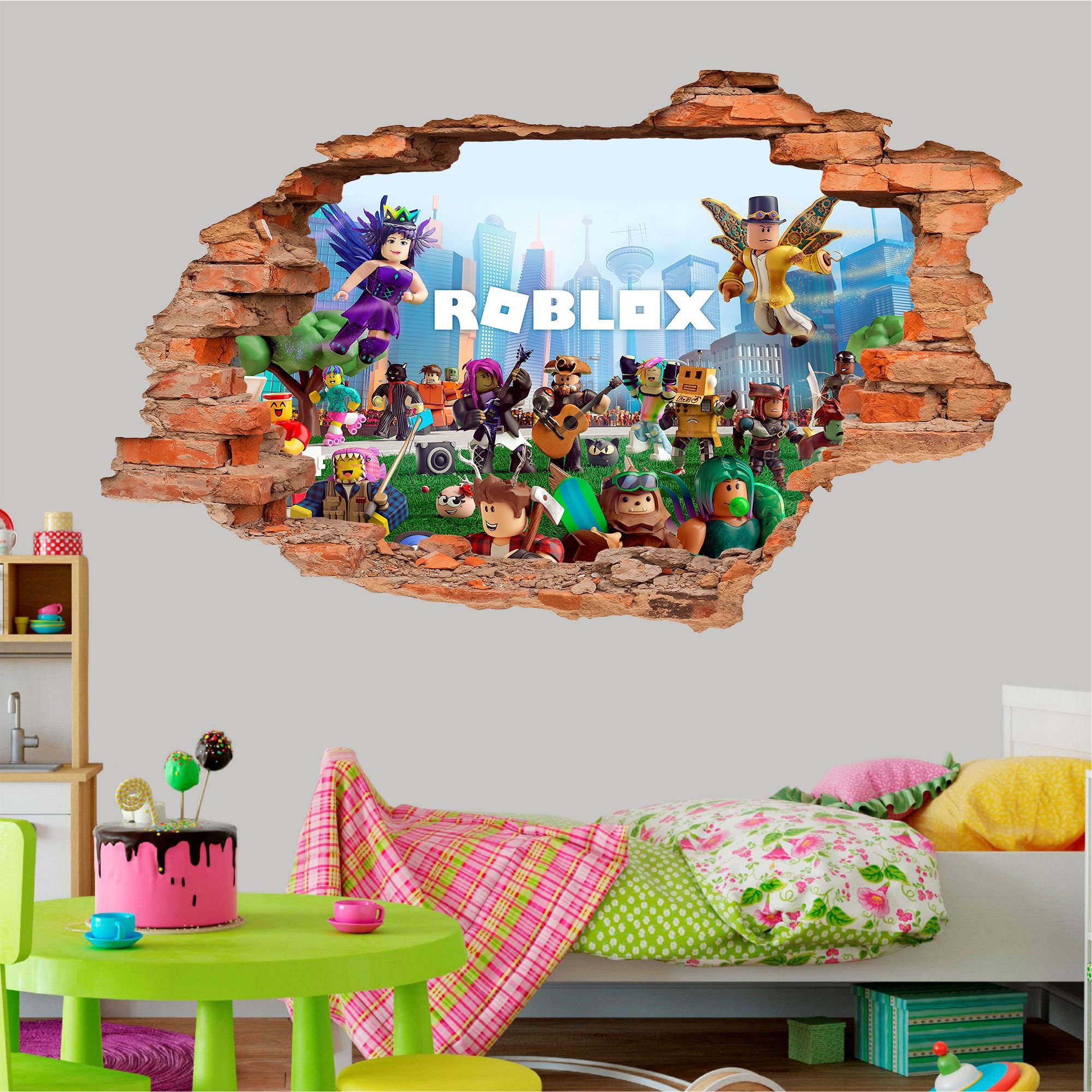 Roblox Wall Sticker Wall Decal Wall Decor Wall Art Wall Poster Etsy - roblox grass decal