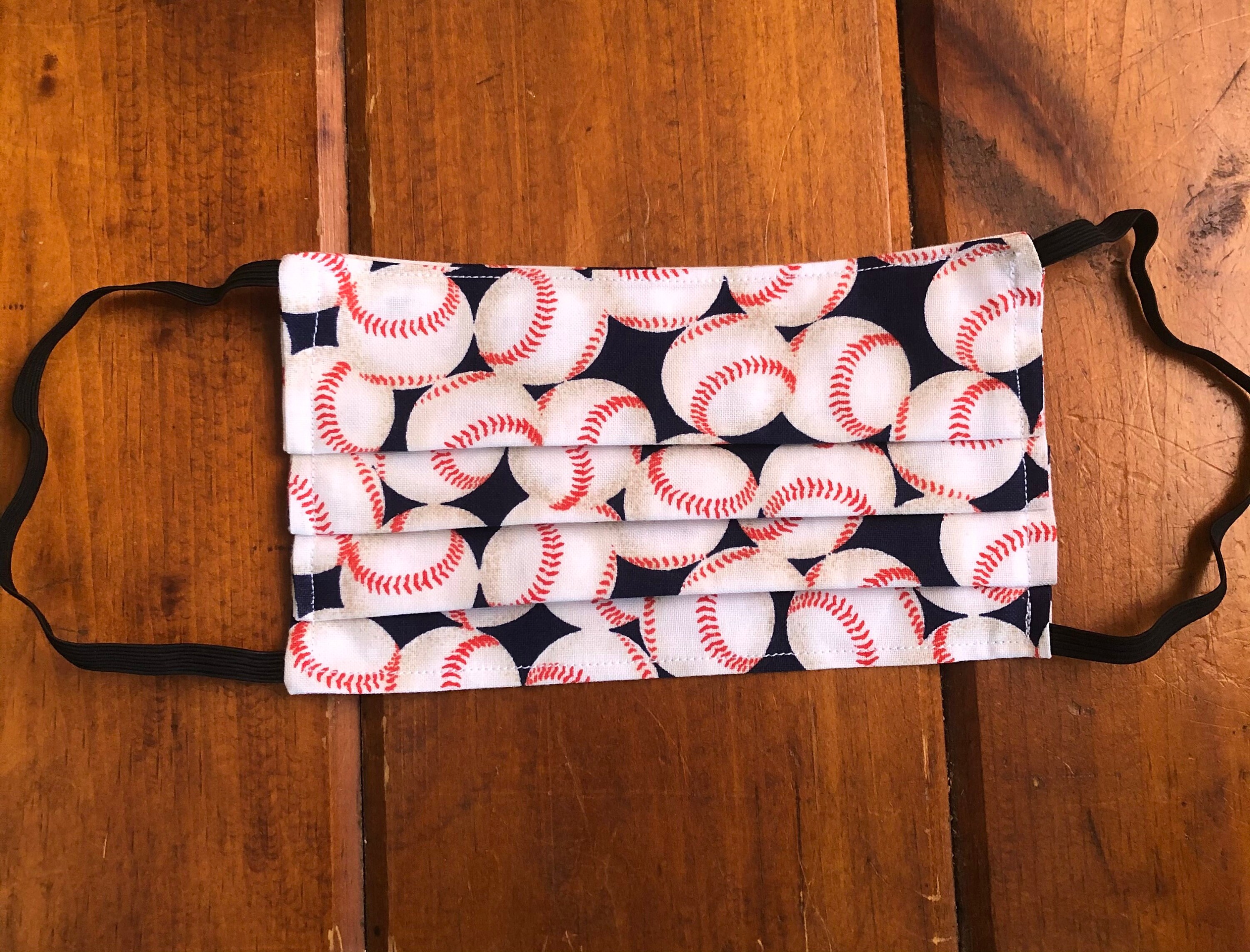 Baseball pleated face mask with elastic reusable adult size Etsy