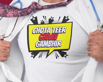 Camiseta de Mumbai, Chota Teer Ghav Gambhir Hindi Bollywood Funny Unisex Softstyle T-Shirt