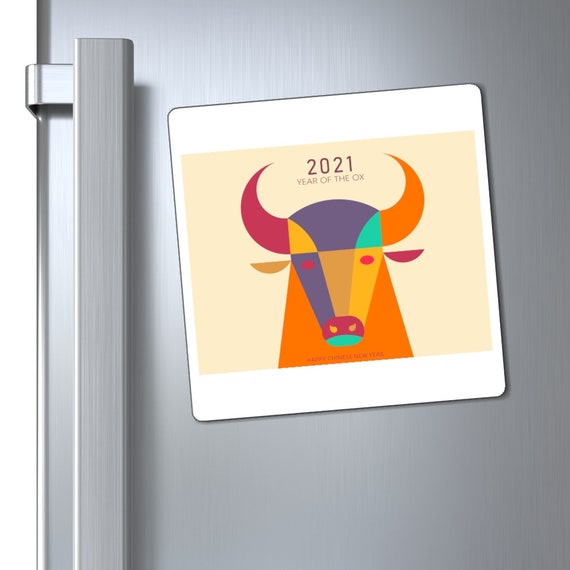 Magnets - Happy Chinese New Year, China, Taiwan, Vietnam, Korea, 2021, Happy New Year, fun, gift, celebrate, family, year of the ox,