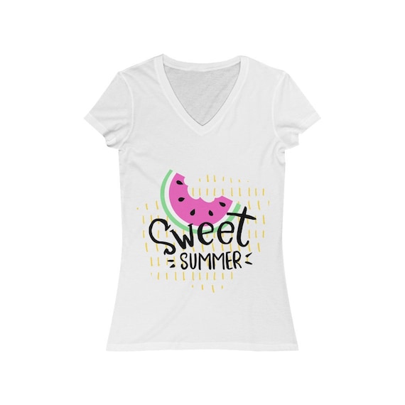 Women's Jersey Short Sleeve V-Neck Tee - Summer- summer gift idea, vacation, holidays, fun, birthday, travel, fly