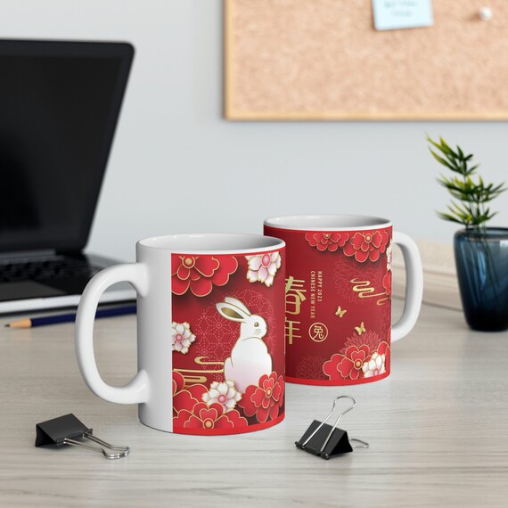 Mug 11oz - chinese new year, rabbit, year of the rabbit, 2023, vietnam, korea, taiwan, china, new year, gift, family, friend, v2,lunar