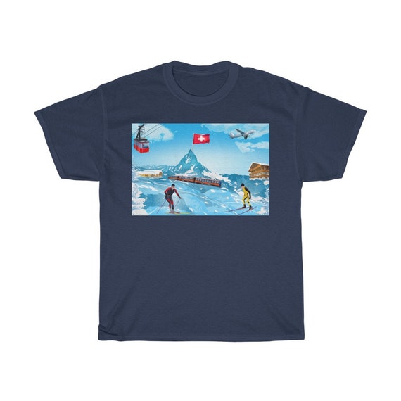 Unisex Heavy Cotton Tee - Swiss wear, alps, switzerland, schweiz, suisse, travel, vacation, Swiss abroad, Swiss-American, t-shirt