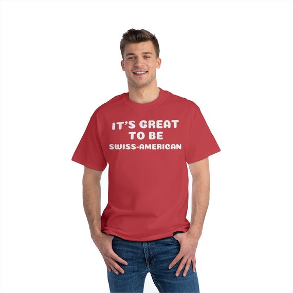 Beefy-T® Short-Sleeve T-Shirt - show your love for Switzerland, beach, summer, gym, working out, outdoors, camping, party,swiss american