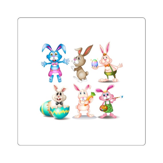 Square Stickers - easter, happy easter, bunny, rabbit, eggs, celebrate, family, fun, church, kids, children