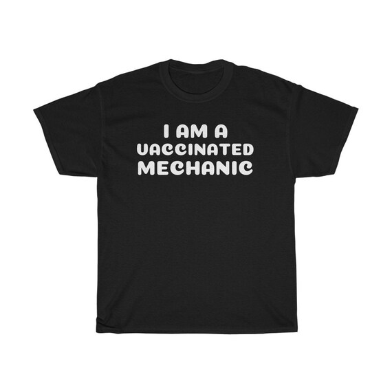 Unisex Heavy Cotton Tee - vaccinated, vaccine, covid-19, free, gift, fun, hug, friends, family, kids, high school, 2021, mechanic