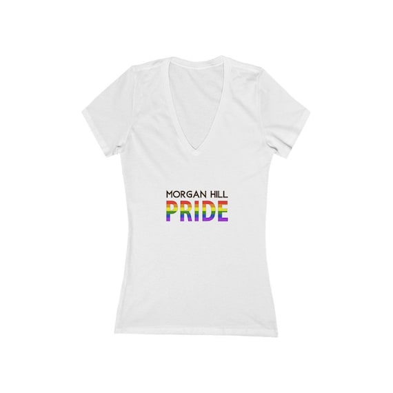 Women's Jersey Short Sleeve Deep V-Neck Tee - show your pride- for SouthCounty, Morgan Hill, Gilroy, San Jose, San Martin, San Jose