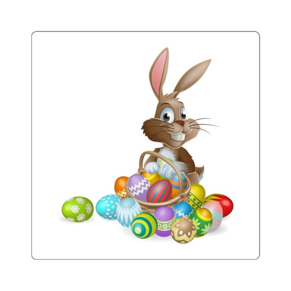 Square Stickers - easter, happy easter, bunny, rabbit, eggs, celebrate, family, fun, church, kids, children