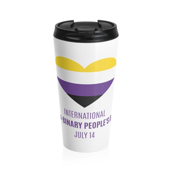 Stainless Steel Travel Mug - LGBTQ+, non-binary, fluid, gift idea, transgender, gender neutral