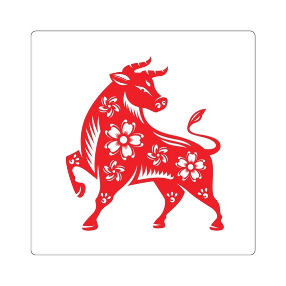 Square Stickers - Happy Chinese New Year, China, Taiwan, Vietnam, Korea, 2021, New Year, fun, gift, celebrate, family, year of the ox,asia