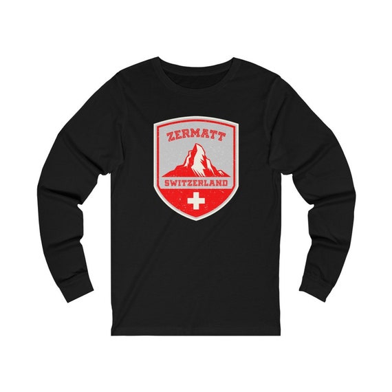 Unisex Jersey Long Sleeve Tee -Switzerland, Swiss Abroad, Schweiz, Suisse, fan, travel, souvenir, cow, farmer, outdoors, gift