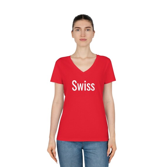 Women's Evoker V-Neck T-Shirt - Swiss, Switzerland, Schweiz, Suisse, Svizzera, Pride, proud, Swiss abroad, August, 1st August
