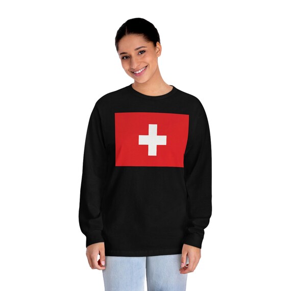 Unisex Classic Long Sleeve T-Shirt - Switzerland, Swiss, cow, Alps, Suisse, Swiss Abroad, Swiss American, Swiss fans, Svizzera, gift, flag