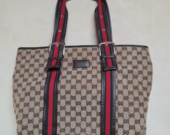 Authentic Gucci Canvas with Leather Stripes Bag. Gucci | Bags | Authentic Gucci Canvas With Leather Stripes  main image 3