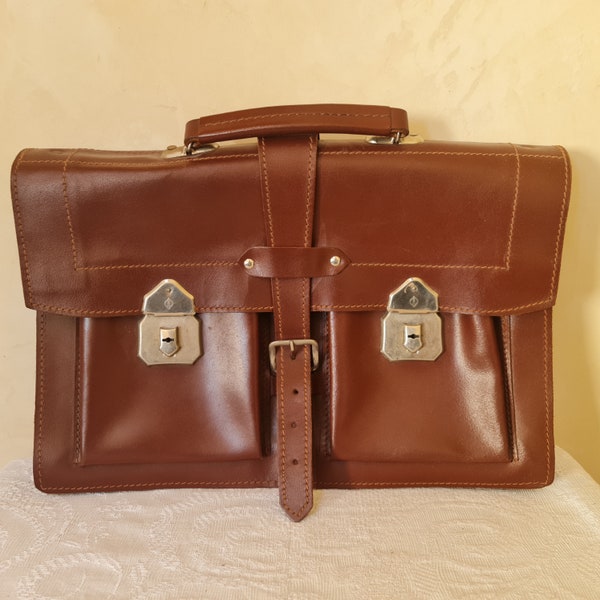 Cartable En Cuir Homme - Marron - Style Classique - Occasion