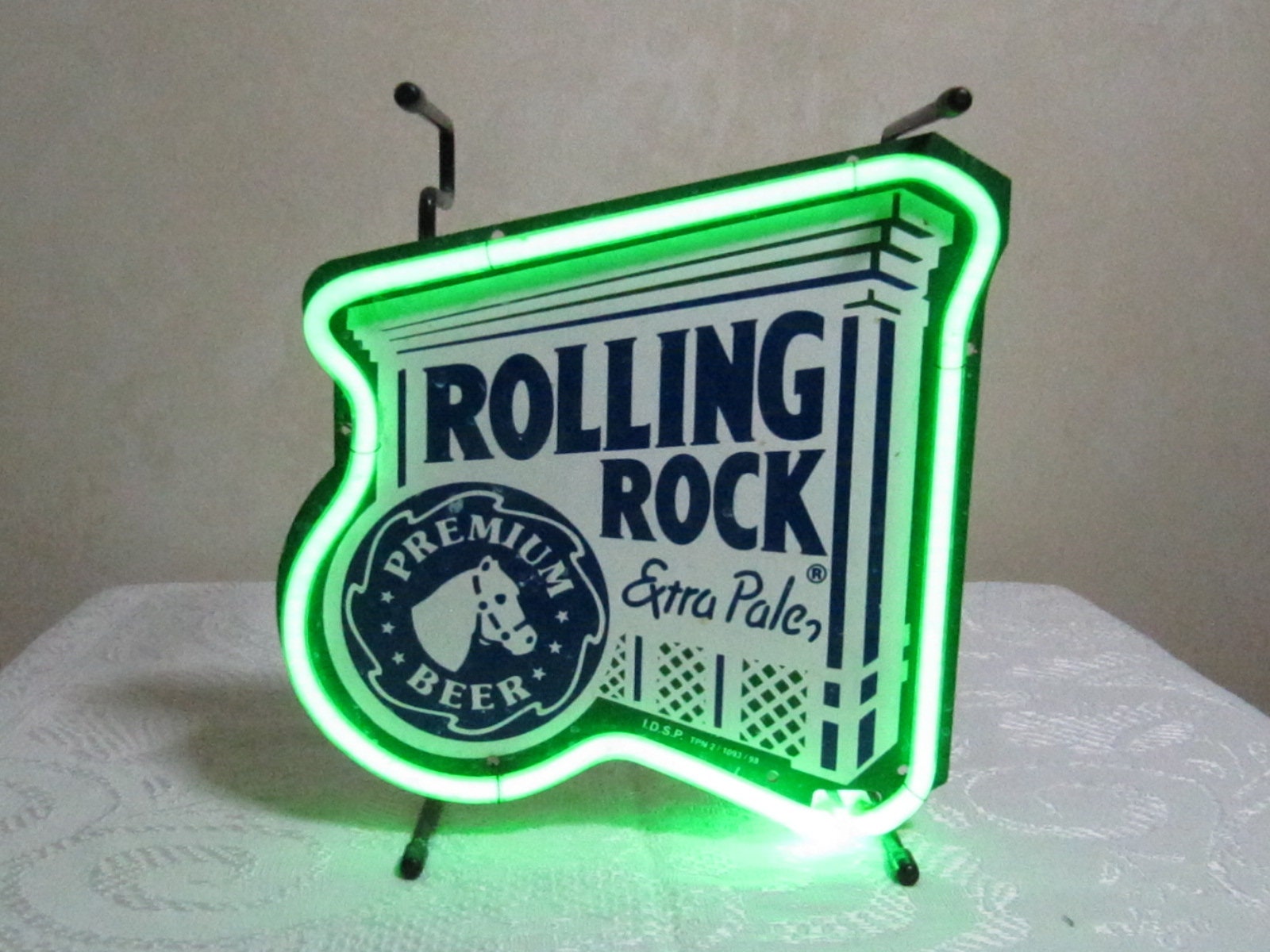 Green Lighted Sign Small Size Vintage Rolling Rock Beer From the
