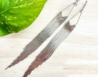 Silver fringe earrings