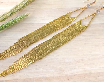 Gold fringe earrings