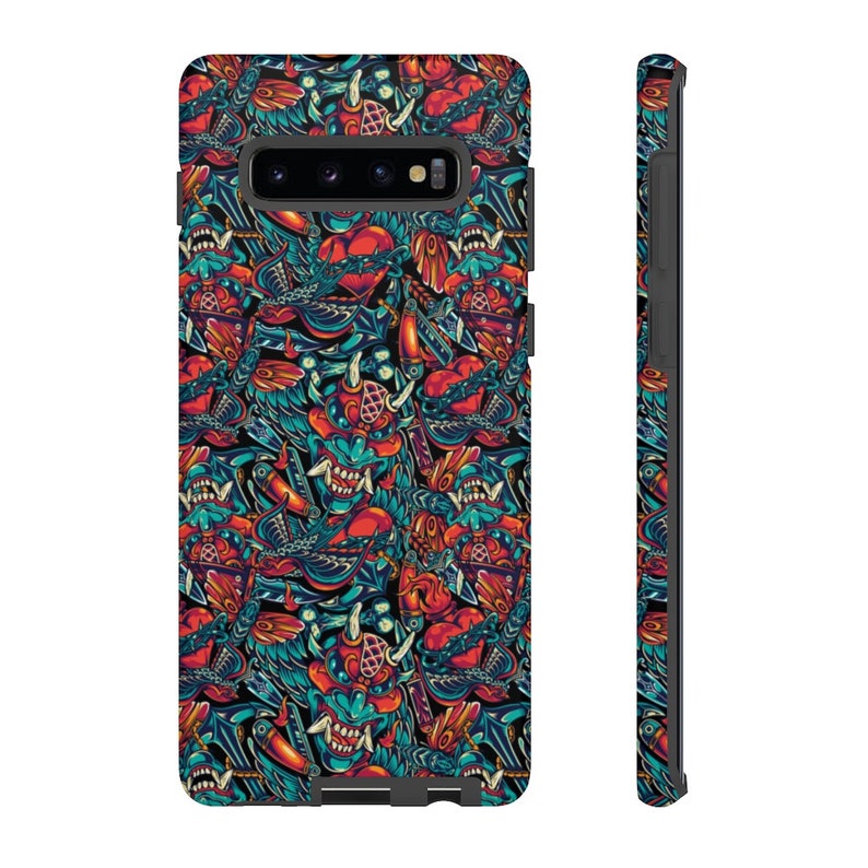 Iphone xs case iphone 11 case samsung case 20 Japanese Demon Tattoo Phone Case: Iphone cases biker phone case