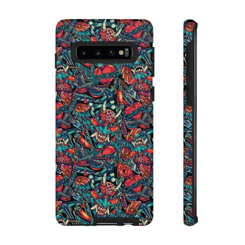 Iphone xs case iphone 11 case samsung case 20 Japanese Demon Tattoo Phone Case: Iphone cases biker phone case