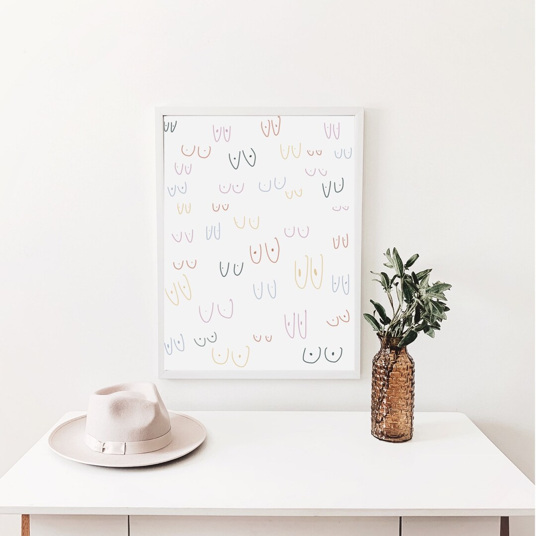 Feminist Boob Art Print Bathroom Wall Decor downloadable Prints Etsy