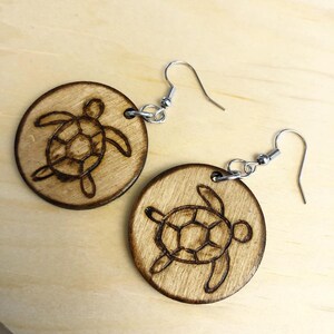 Sea turtle wooden earrings