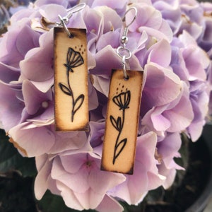 Dainty flower wooden earrings