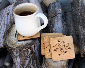 Wooden Mountain Drink Coasters