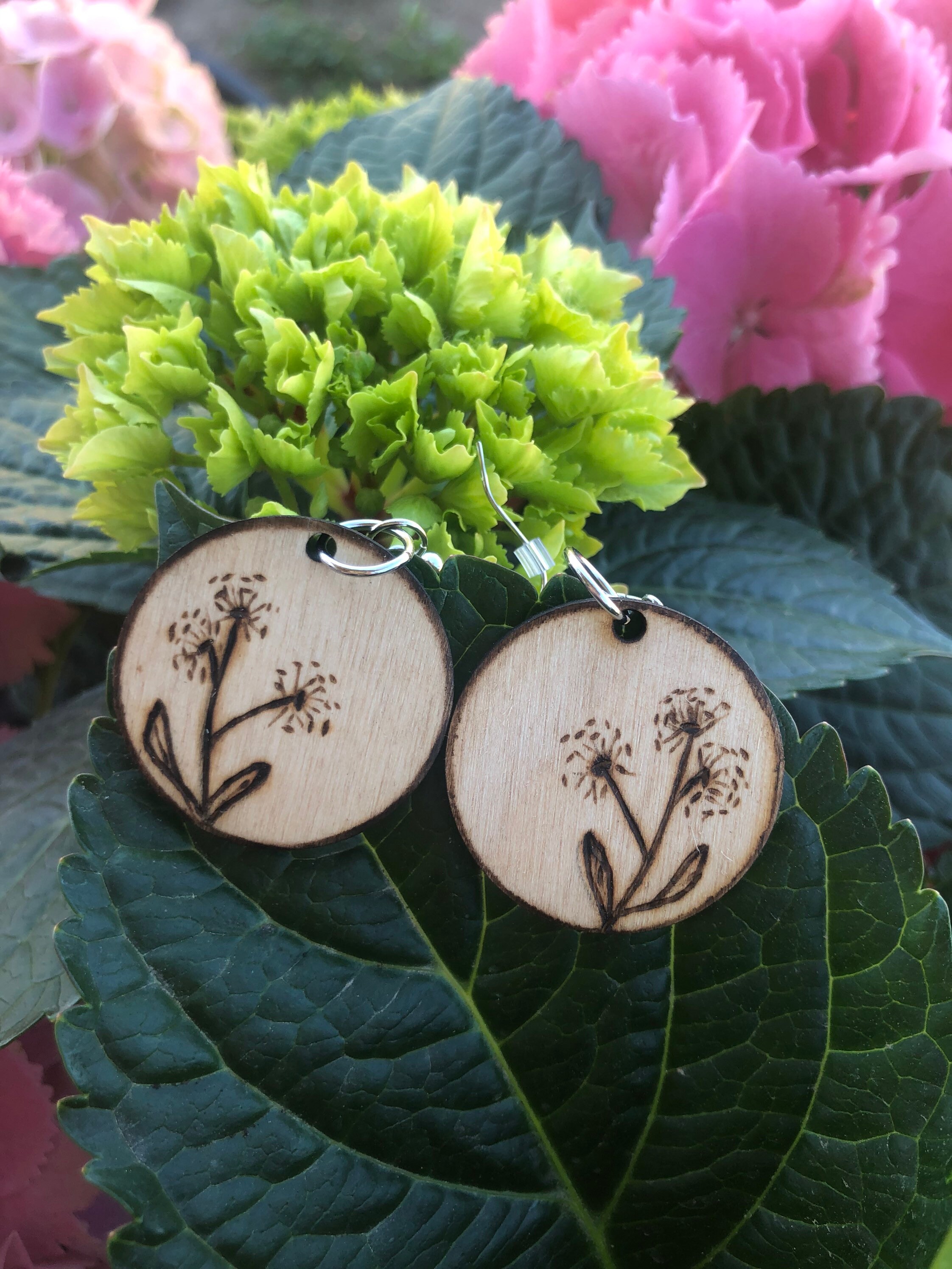 Boucles d'oreilles Boho Pissenlit Rectangle