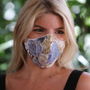 Floral Face Mask + 2 PM2.5 Filters USA -  Floral, Fabric Face Mask, Washable Face Mask, Reusable Face Mask
