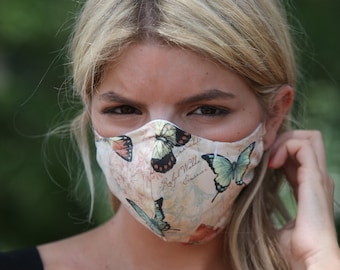 Butterfly Face Mask + 2 PM2.5 Filters USA - Butterfly, Fabric Face Mask, Washable Face Mask, Reusable Face Mask