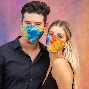 Tie Dye Face Mask + 2 PM2.5 Filters USA - Tie-Dye Floral, Fabric Face Mask, Washable Face Mask, Reusable Face Mask