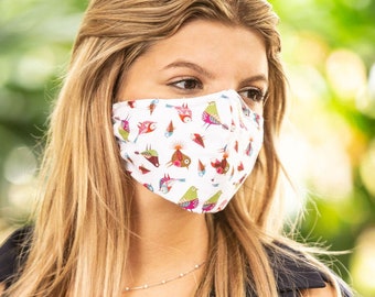 Bird Face Mask + 2 PM2.5 Filters USA - Happy Birds, Fabric Face Mask, Washable Face Mask, Reusable Face Mask