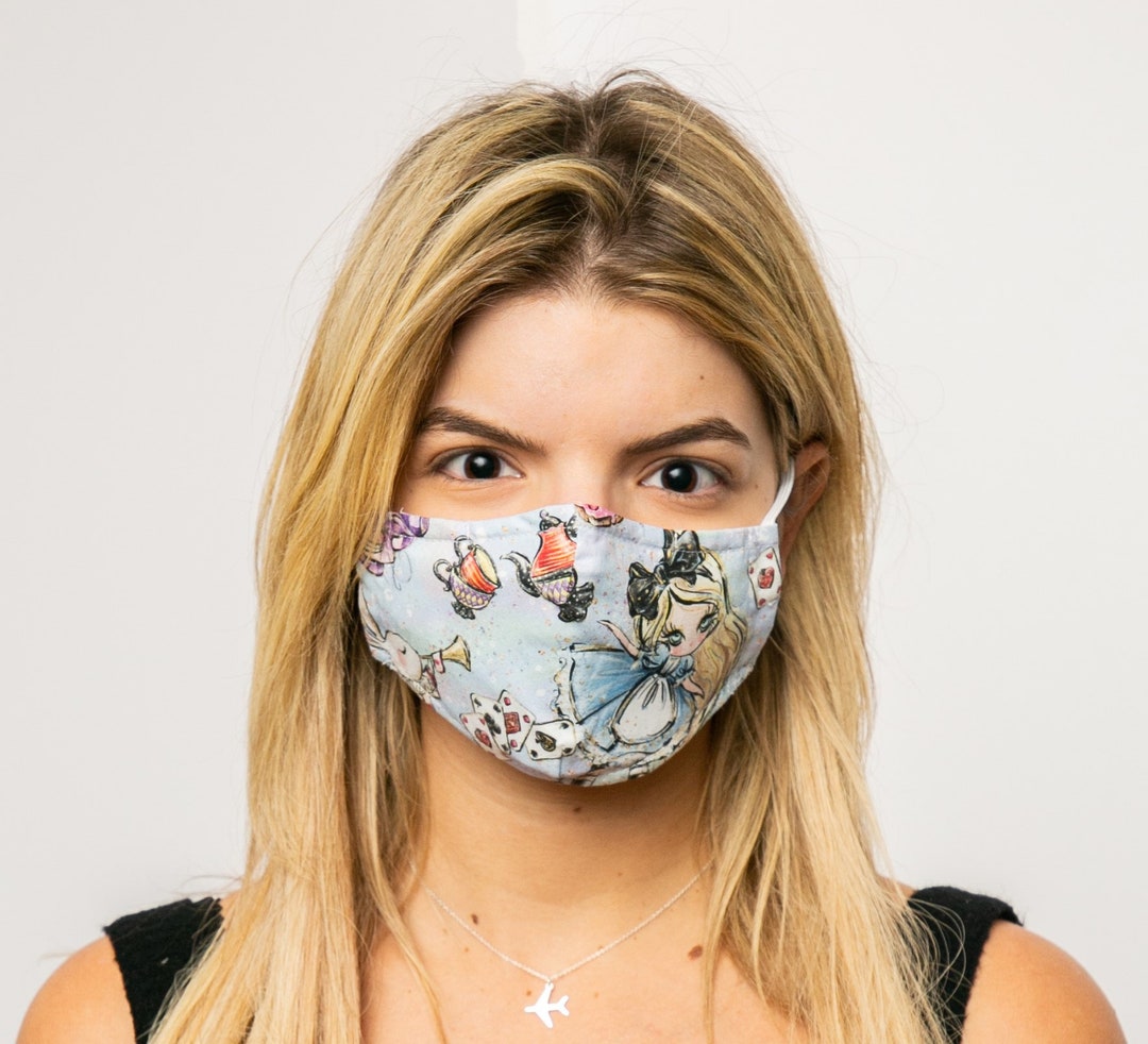 Alice Wonderland Face Mask 2 PM2.5 Filters USA Fabric Face Etsy