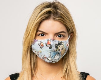 Alice Wonderland Face Mask + 2 PM2.5 Filters USA, Fabric Face Mask
