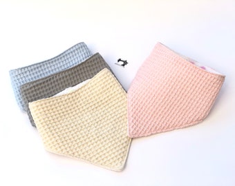 Bio-Baumwolle Waffel Baby Bandana | Waffel Dribble Bib | Baby-Dusche-Geschenk | Fütterung Sätz-| Pastell Baby Lätzchen | Wasserdicht