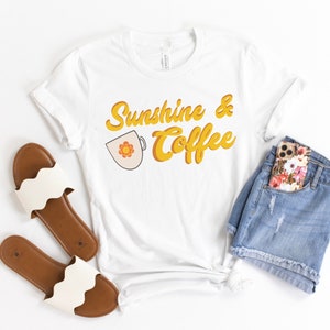 Sunshine and Coffee Shirt, Sunshine & Coffee, Retro Funky Tshirt, Tshirt for Coffee Lovers, Coffee Lover gift, Unisex shirt