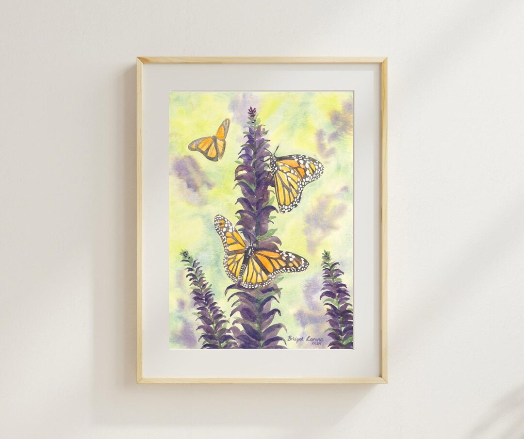 Trio Monarch Butterfly - Watercolor Painting - Fine Art Print / Gallery ...