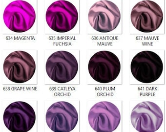 Mulberry Silk Fabric PURPLE PALETTE 16 or 19 Momme Grade 6A Pure Mulberry Silk Charmeuse| Organic Natural| 45&quot; Width| Half Yard or by Yard
