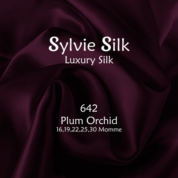 16,19 & 22 Momme Mulberry Silk Fabric PLUM ORCHID Width 45” | Grade 6A 100% Pure Mulberry Silk Charmeuse| Organic| Half Yard or One Yard