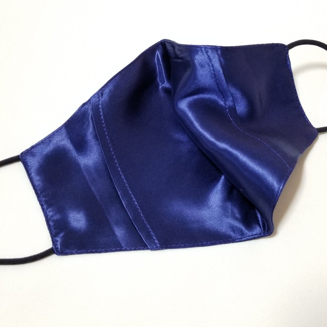 SYLVIESILK Silk Face Mask NAVY BLUE Mulberry Silk Mask Etsy