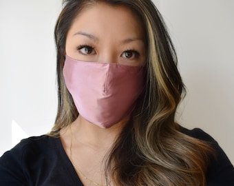 8 COULEURS 100% Pure Silk Charmeuse Masque Facial (3 couches) incl. une poche filtrante et 5 pcs Filtres MeltBlown. Lavable et hypoallergénique.